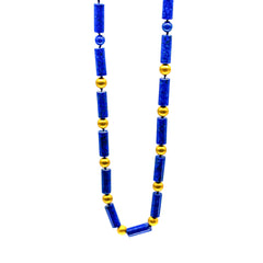 Lapislazulikette mit Gelbgoldlinsen