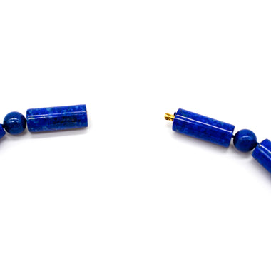 Lapislazulikette mit Gelbgoldlinsen