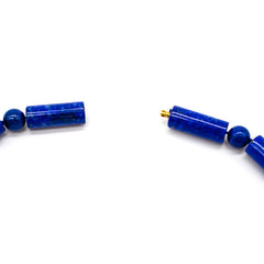 Lapislazulikette mit Gelbgoldlinsen